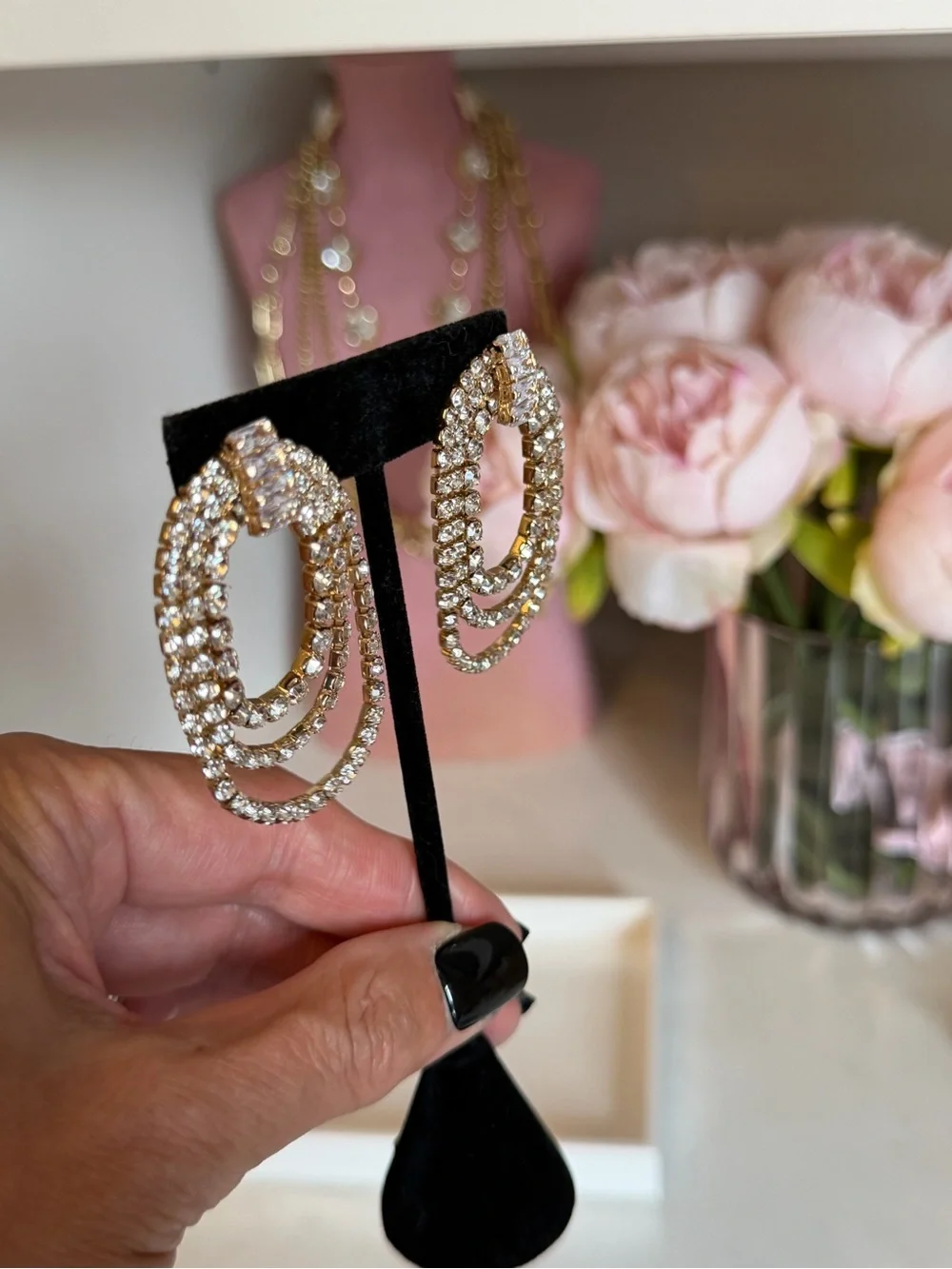 Nordstrom Sparkling Gold Crystal 2 inch Drop Earrings - Gold